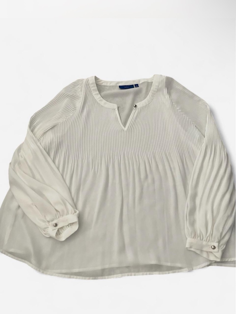 Apt. 9 Ivory Pleated Y-Neck Blouse
